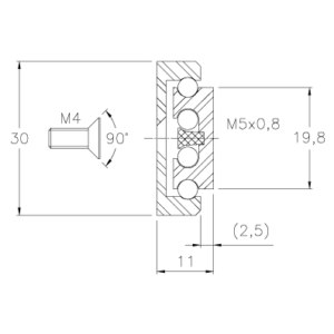 Diagram of aluminum ball-bearing runner - D409-AL40