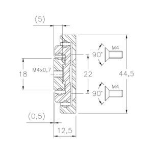 Schematic diagram of D444 telescopic ball bearing slide for drawers with 3 aluminum elements