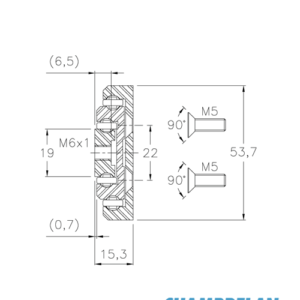 Diagram van een volledig uittrekbare telescopische kogeldia D500 in aluminium met kogellagerglijder