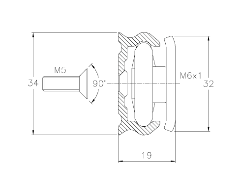 Rail de guidage en aluminium anodisé D52-BP53 pour porte