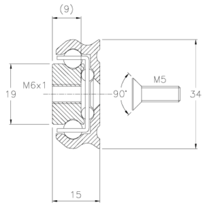 Schematic of Telescopic Ball Slide with Partial Extension in Aluminum - D53