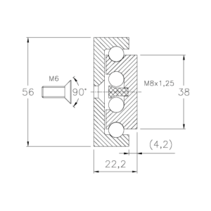 Diagram van stalen kogelgelagerde loopwagen E46-G54
