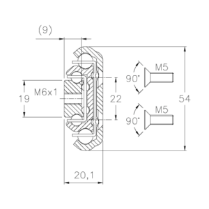 Diagram of a reinforced 3-element zinc-plated steel RA5R telescopic slide offering full extension