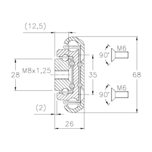 Schematic and dimensions of RA7R reinforced steel runner with 3 elements