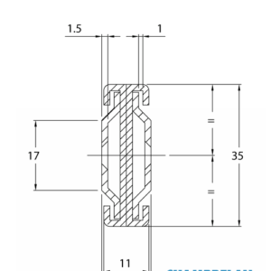 Diagram van een stalen uittrekbare geleider met totale extensie - RT3D